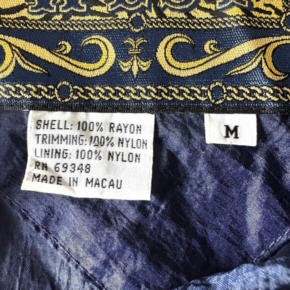 EAST WEST Womens M Vintage Windbreaker Jacket Blue Gold Drawstring Waist 80s 90s - Picture 12 of 13